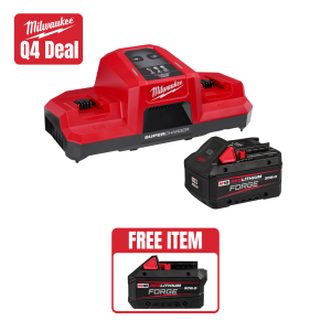Milwaukee M18 REDLITHIUM FORGE XC8.0 and Dual Bay SUPER CHARGER Kit w/ FREE Forge XC8.0 Battery